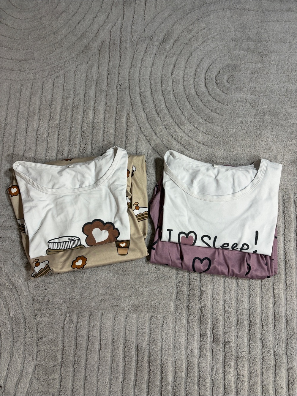 2 pairs of matching pajamas size Large, pants and Tshirt